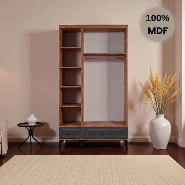 comiet Slope 3 Kapaklı Mdf Ayaklı Tasarım Country Gardırop - Resim 4