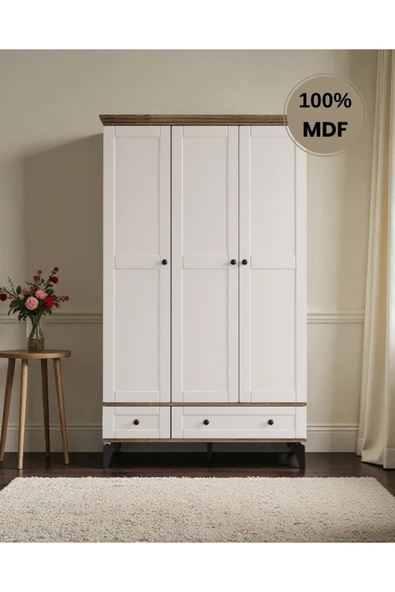 comiet Silva 3 Kapaklı Çekmeceli MDF Gardırop - Resim 2