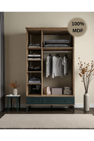 comiet Silva 3 Kapaklı Çekmeceli MDF Gardırop - Resim 3