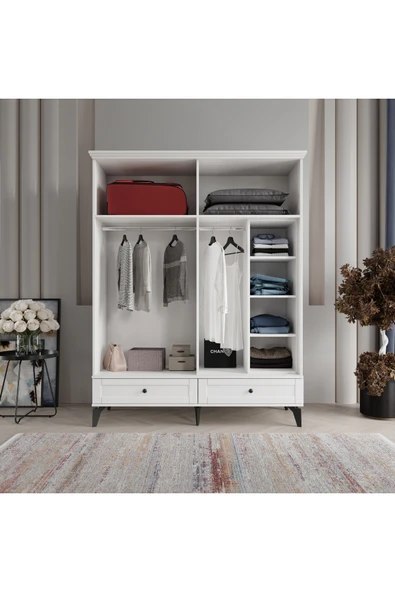comiet Silva 4 Kapaklı Çekmeceli MDF Gardırop - Resim 3