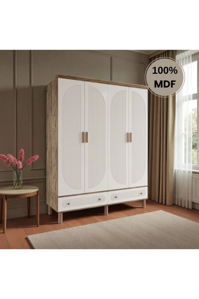 Home Comiet Sally 4 Kapaklı Mdf Çekmeceli Aytaşı Gardırop - Resim 2