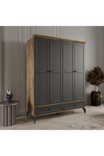 comiet Silva 4 Kapaklı Çekmeceli MDF Gardırop - Resim 2