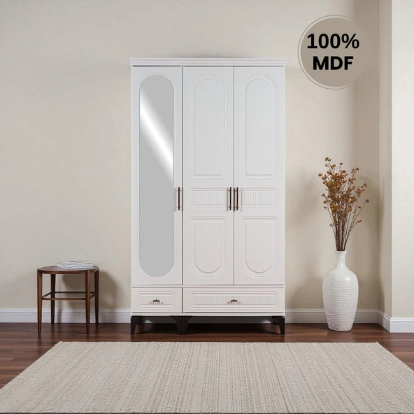 comiet Slope 3 Kapaklı Mdf Ayaklı Tasarım Country Gardırop - Resim 2