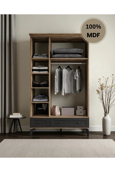 comiet Silva 3 Kapaklı Çekmeceli MDF Gardırop - Resim 3
