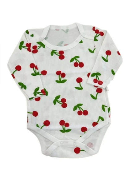 KİRAZ BASKILI UZUN KOLLU KIZ BODY ürün görseli
