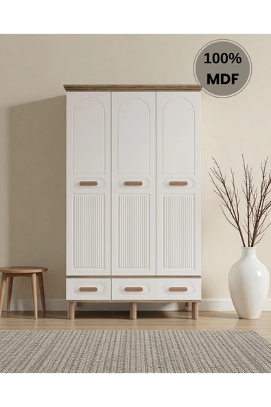 Home Comiet Pera 3 Kapaklı MDF Çekmeceli Aytaşı Gardırop - Resim 2