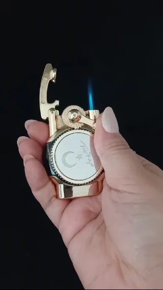 Koleksiyonluk Türk Bayrağı Sembollü Retro Tetiklemeli Gazlı Çakmak - Resim 2