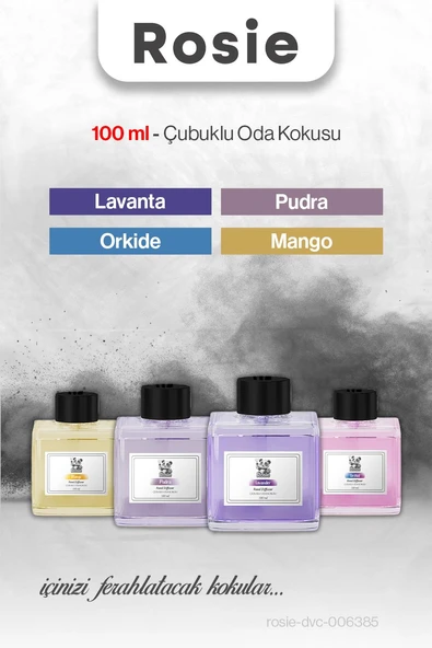 ROSIE 100 ml Oda Kokusu 4'lü Lavanta, Mango, Orkide ve Pudra ürün görseli