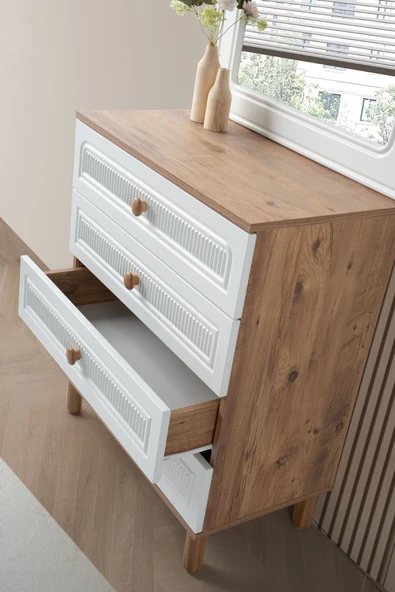 comiet Çağla 4 çekmeceli ayaklı tasarım şifonyer (AYNA DAHİL DEĞİLDİR) - Resim 2