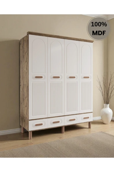 Home Comiet Perry 4 Kapaklı MDF Çekmeceli Aytaşı Gardırop - Resim 2