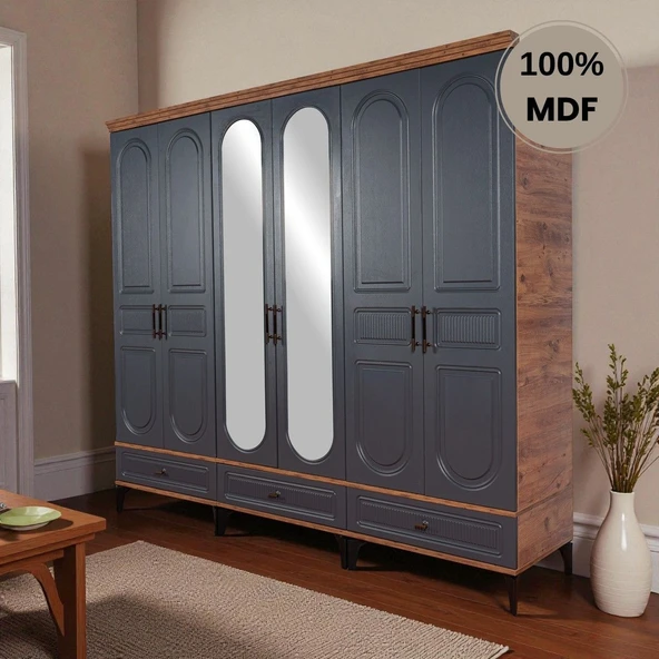 comiet Slope 6 kapaklı MDF ayaklı tasarım country gardırop - Resim 2