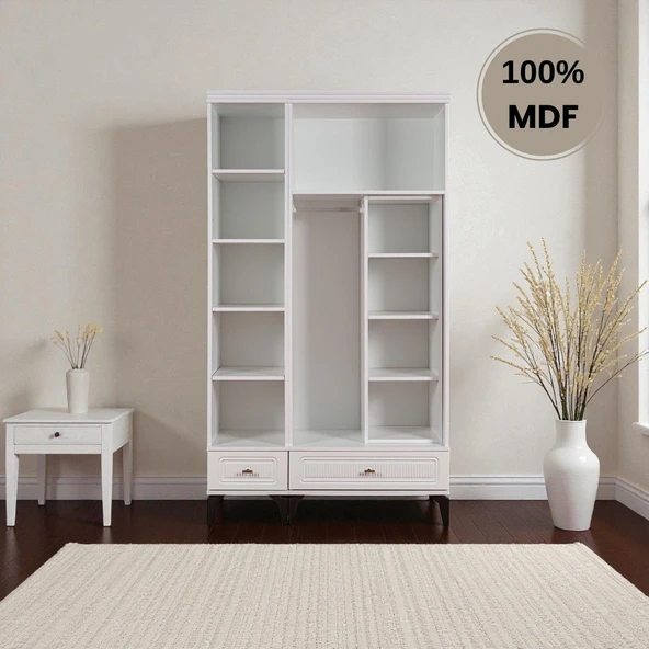 comiet Slope 3 Kapaklı Mdf Ayaklı Tasarım Country Gardırop - Resim 3