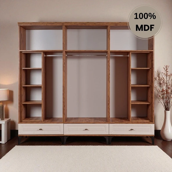 comiet Slope 6 kapaklı MDF ayaklı tasarım country gardırop - Resim 4