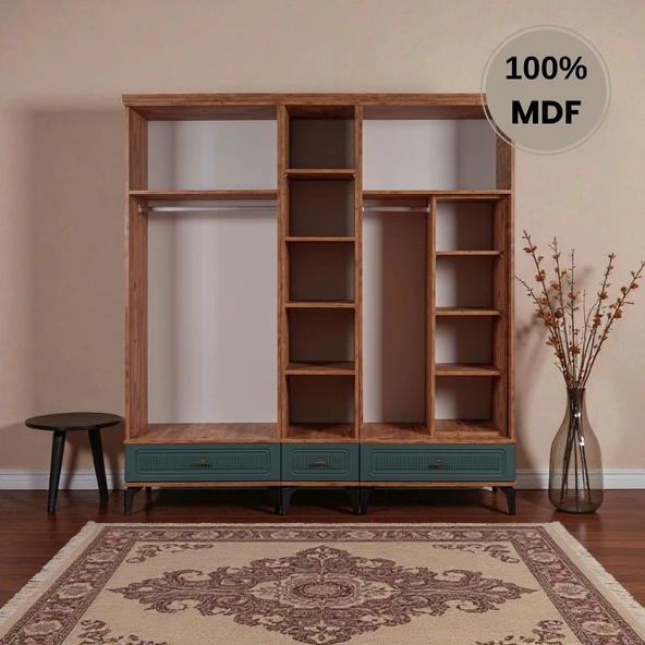 comiet Slope 5 kapaklı ayaklı tasarım country gardırop - Resim 4