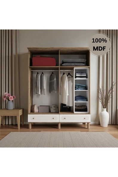 Home Comiet Sally 4 Kapaklı Mdf Çekmeceli Aytaşı Gardırop - Resim 3