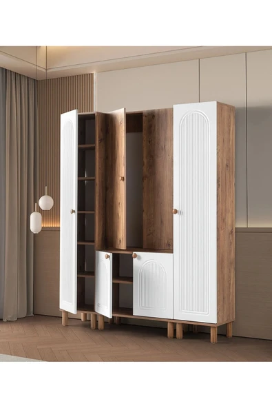 comiet Çağla 4 kapaklı bohem ayaklı tasarım portmanto ve ayakkabılık - Resim 2