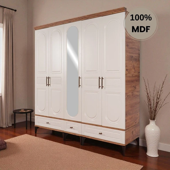 comiet Slope 5 kapaklı MDF ayaklı tasarım country gardırop ürün görseli