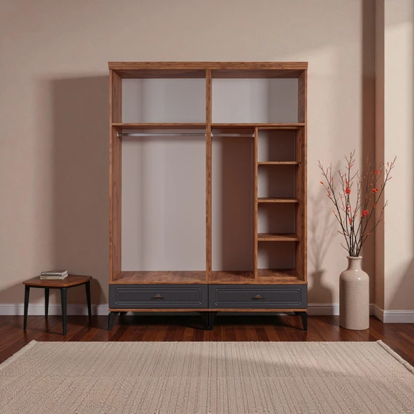 comiet Slope 4 Kapılı Mdfayaklı Tasarım Country Gardırop - Resim 3