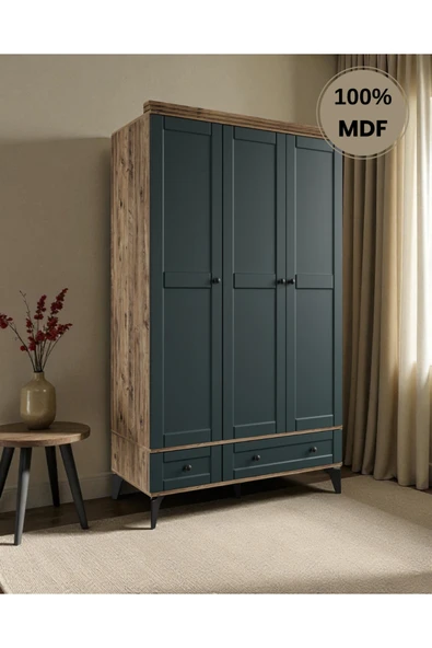 comiet Silva 3 Kapaklı Çekmeceli MDF Gardırop - Resim 2