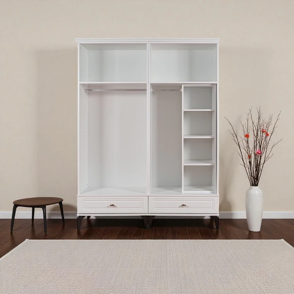 comiet Slope 4 Kapılı Mdfayaklı Tasarım Country Gardırop - Resim 3