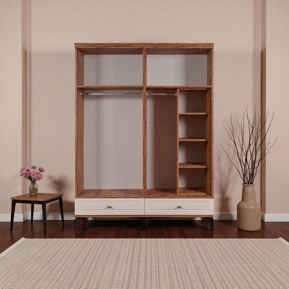 comiet Slope 4 Kapılı Mdfayaklı Tasarım Country Gardırop - Resim 3