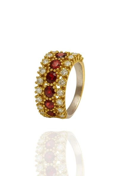 Zirkon Taşlı Renk Seçenekli Otantik Kadın Gümüş Yüzük - Resim 2