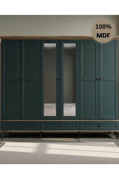 comiet Silva 6 Kapaklı Çekmeceli-ayaklı tasarım country MDF Gardırop ürün görseli