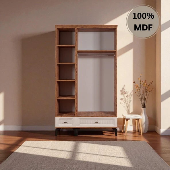 comiet Slope 3 Kapaklı MDF Ayaklı Tasarım Country Gardırop - Resim 3