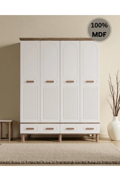 Home Comiet Perry 4 Kapaklı MDF Çekmeceli Aytaşı Gardırop ürün görseli