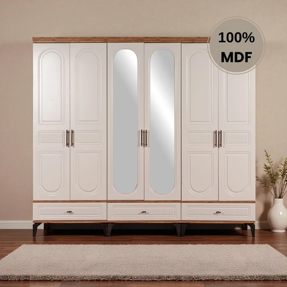 comiet Slope 6 kapaklı MDF ayaklı tasarım country gardırop - Resim 2