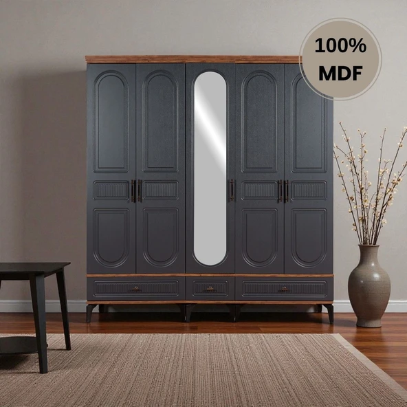 comiet Slope 5 kapaklı ayaklı tasarım country gardırop - Resim 2