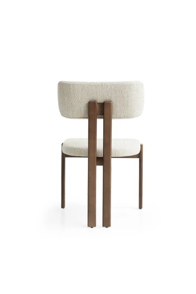 comiet Orbi ahşap lüx sandalye teddy kumaş - Resim 2