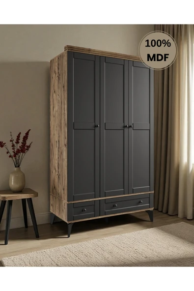 comiet Silva 3 Kapaklı Çekmeceli MDF Gardırop ürün görseli