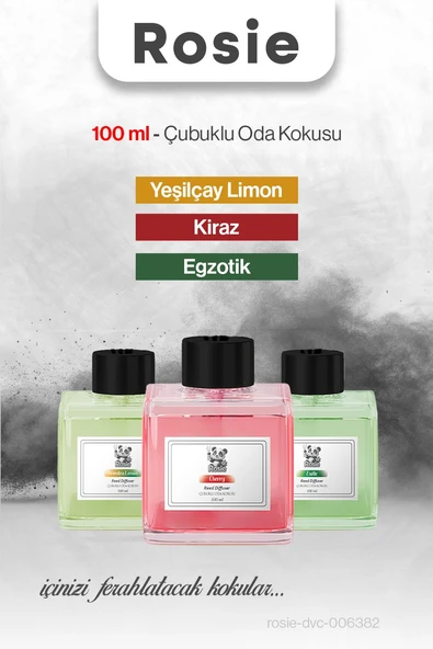 Yeşilçay Limon, Egzotik ve Kiraz 3'lü 100 ml Çubuklu Oda Kokusu ürün görseli