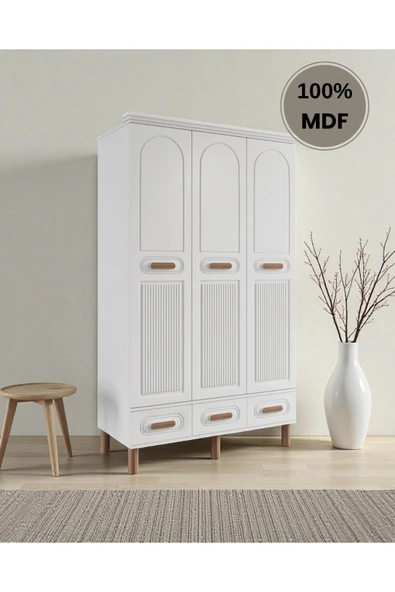 Home Comiet Pera 3 Kapaklı MDF Çekmeceli Gardırop ürün görseli