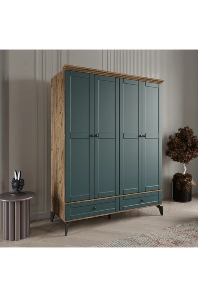 comiet Silva 4 Kapaklı Çekmeceli MDF Gardırop - Resim 2