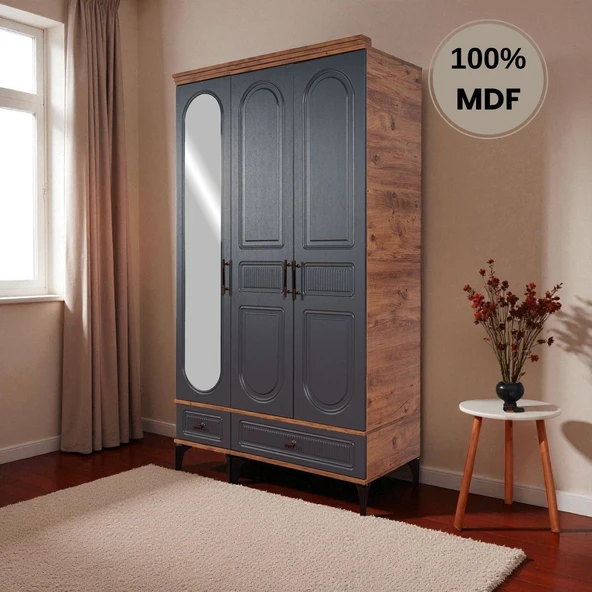 comiet Slope 3 Kapaklı Mdf Ayaklı Tasarım Country Gardırop ürün görseli
