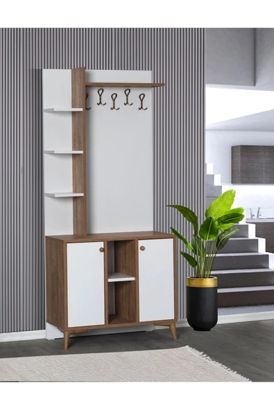 comiet Mn Aynalı raf askılık detay portmanto ayakkabılık - Resim 2