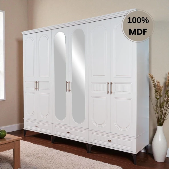 comiet Slope 6 kapaklı MDF ayaklı tasarım country gardırop - Resim 2