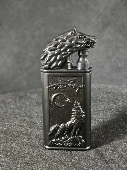 Bozkurt Başlı Kabartma Detaylı Gazlı Lüks Çakmak ürün görseli 1