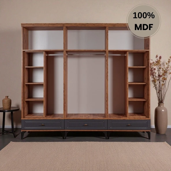 comiet Slope 6 kapaklı MDF ayaklı tasarım country gardırop - Resim 3