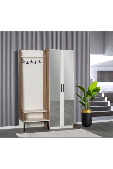 comiet Kzn Aynalı raf askılık detay portmanto ayakkabılık ürün görseli