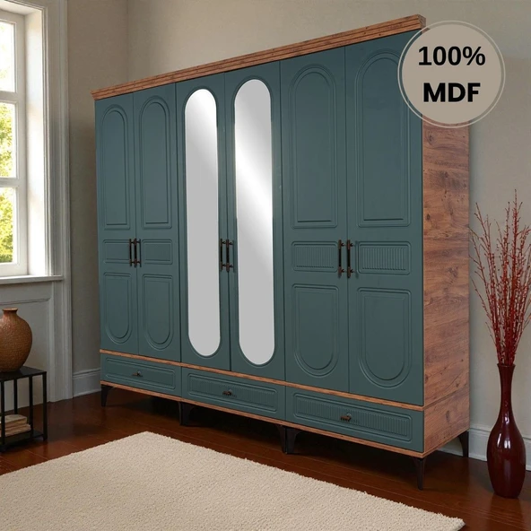 comiet Slope 6 kapaklı MDF ayaklı tasarım country gardırop - Resim 2