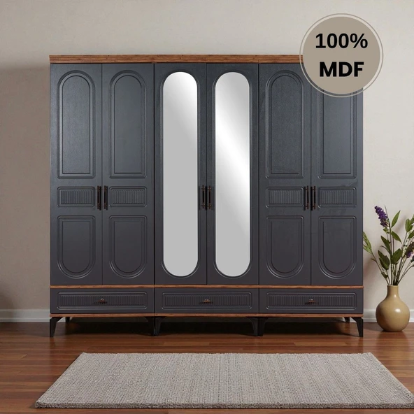 comiet Slope 6 kapaklı MDF ayaklı tasarım country gardırop ürün görseli