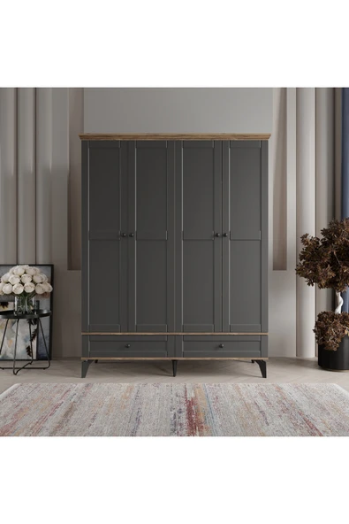 comiet Silva 4 Kapaklı Çekmeceli MDF Gardırop ürün görseli