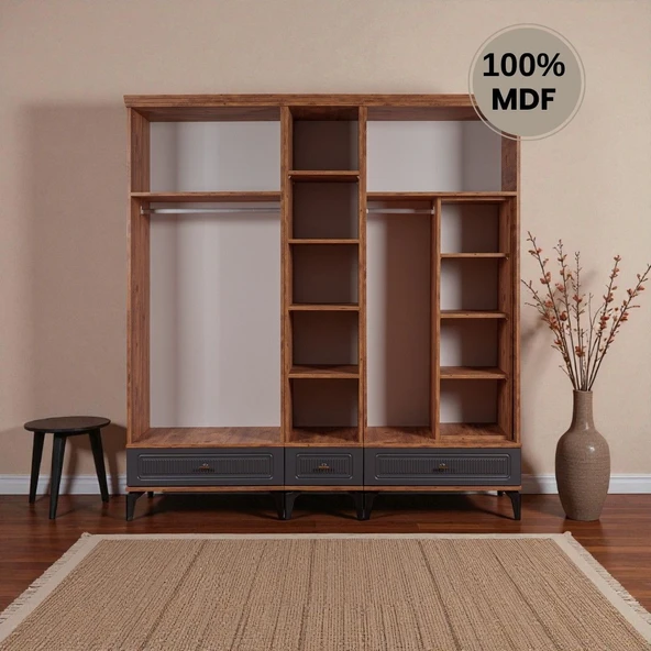 comiet Slope 5 kapaklı ayaklı tasarım country gardırop - Resim 4