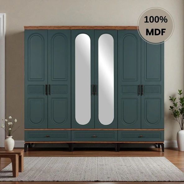 comiet Slope 6 kapaklı MDF ayaklı tasarım country gardırop ürün görseli