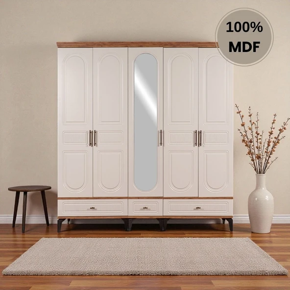 comiet Slope 5 kapaklı MDF ayaklı tasarım country gardırop - Resim 2