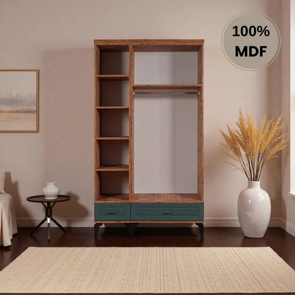 comiet Slope 3 Kapaklı Mdf Ayaklı Tasarım Country Gardırop - Resim 3