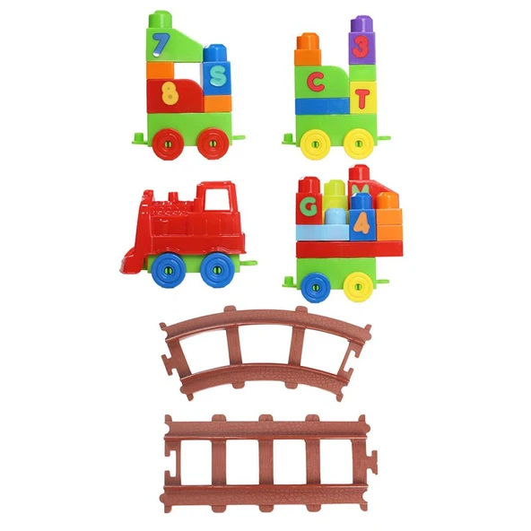 Play Blox Oyuncak Tren Seti 77 Parça Sayılar ve Alfabe Treni Parlak Renkler Mega Blok Seti - Resim 5